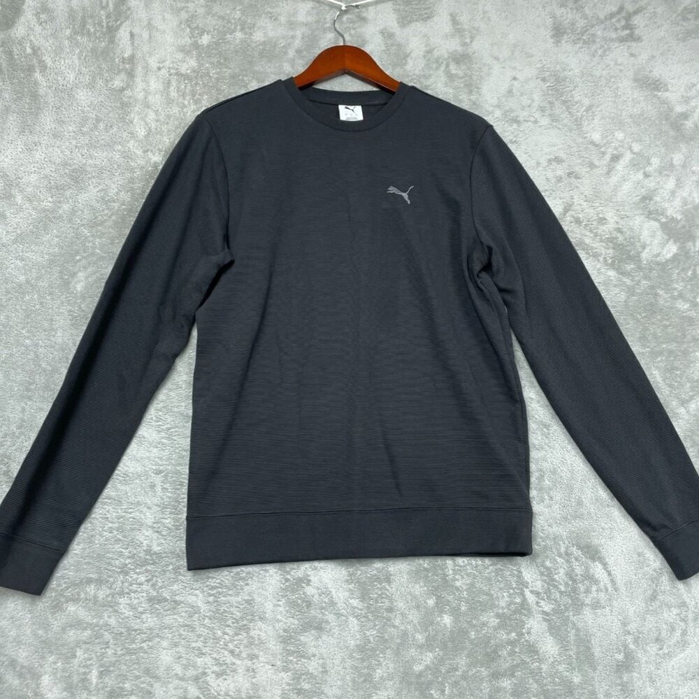 Puma Mens Black Long Sleeve Crewneck Sweatshirt Soft Cotton Blend S a1355